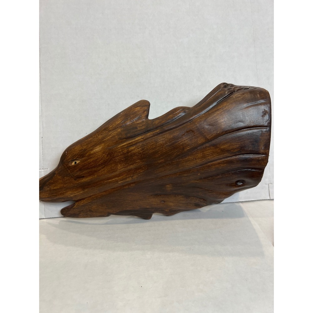 Native American Chief and Wolf Resin Sculpture Howling‎ Wolf Faux Wood Figurine - Picture 5 of 10